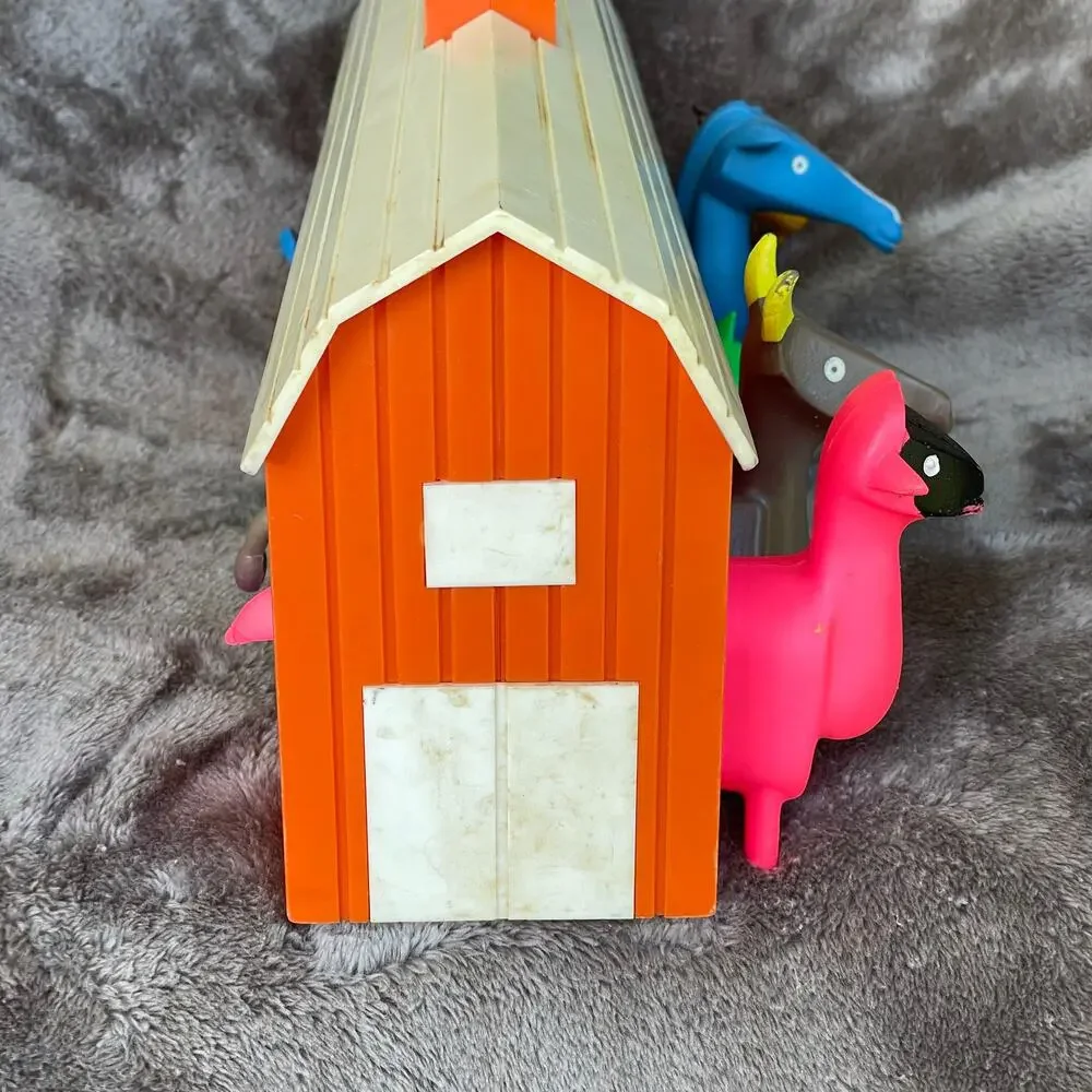 Vintage 1960s Lakeside Toys Barn Farm Animals Shapes Color HTF Geometric FLAW